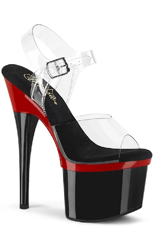 Stylish Platform Heels for Extra Height--ESTEEM-708 Clear, Black & Red Platform Heels