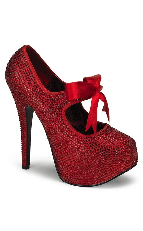 Affordable Rhinestone Pumps for a Dazzling Look---TEEZE-04R Red Rhinestones Heels