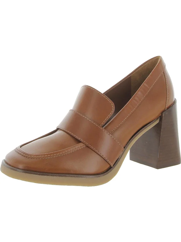 Trendy Chunky Heel Pumps for Casual Wear--Ezerna Womens Leather Slip On Loafer Heels