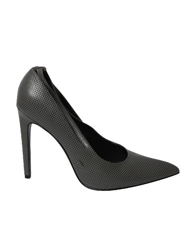 Stiletto Heel Pumps with Perfect Fit--Alexander Wang Court Stiletto Heels in Grey Leather-Fashionable & Classic