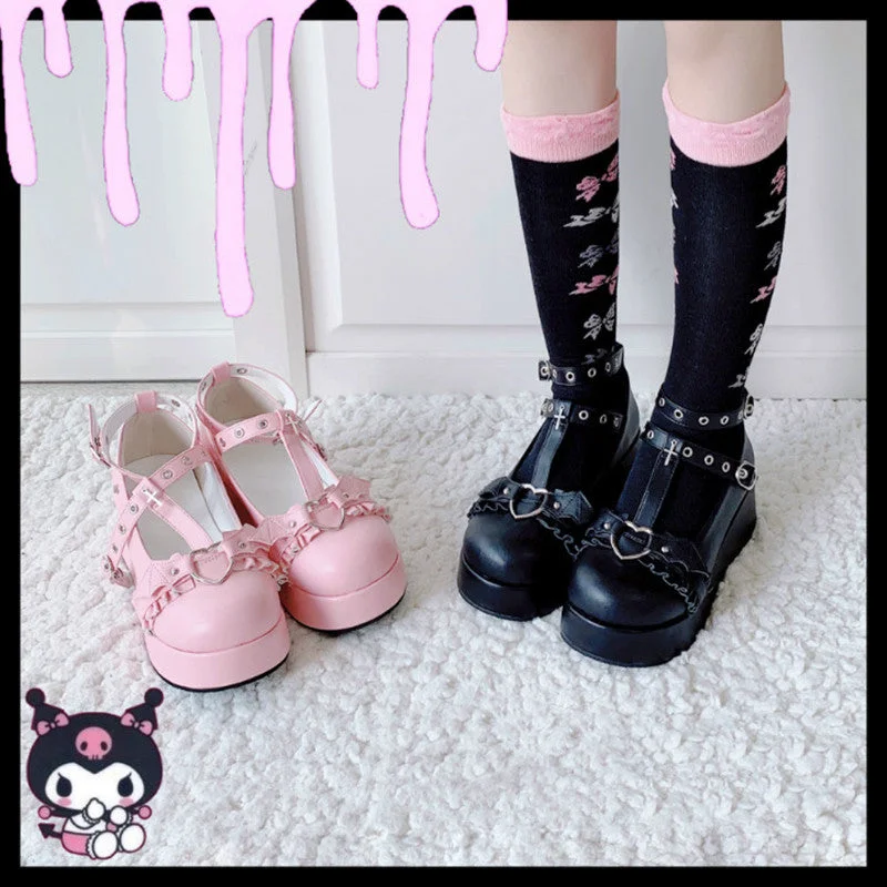 Stylish Platform Heels for Extra Height--Lolita Little Bat Platform Shoes YV43438