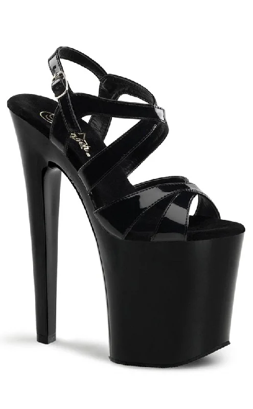 Sleek and Shiny Patent Pump Heels for a Polished Look--XTREME-872 Black Patent Platform Heels