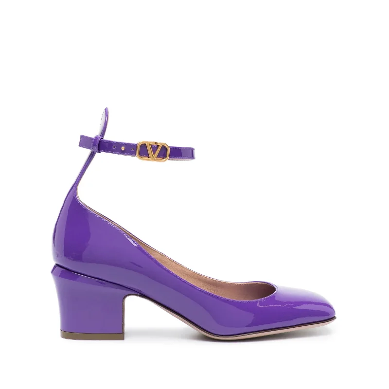 Sleek and Shiny Patent Pump Heels for a Polished Look--Valentino Garavani Tan-Go Patent Leather Pumps In Purple