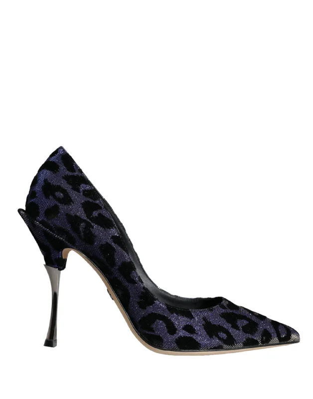 Dolce & Gabbana   Leopard Lurex Heels Pumps Women's Shoes---Fashionable Kitten Heels for Date Night