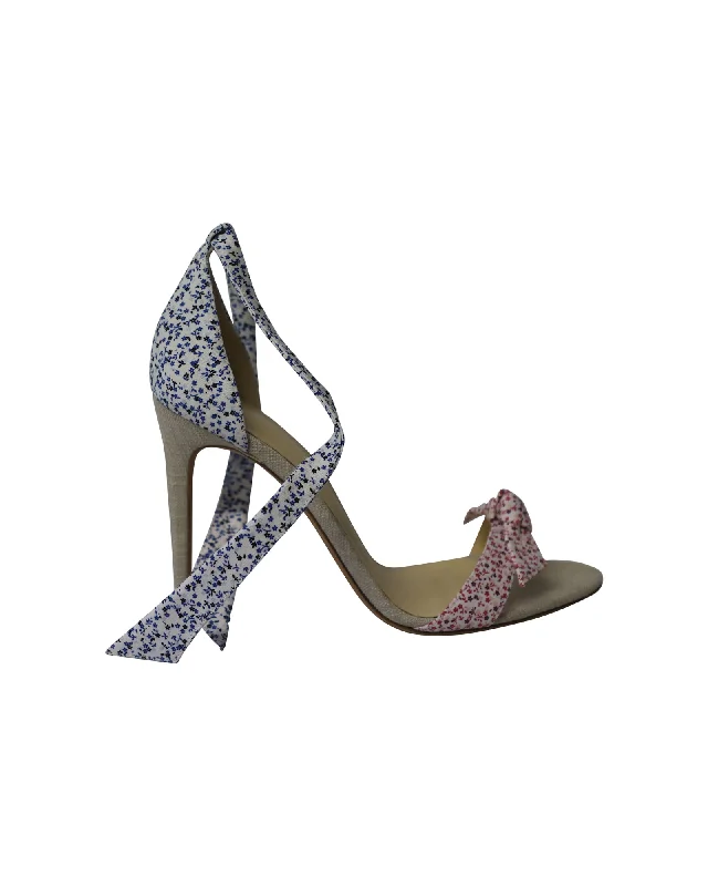 Versatile Heeled Sandals for Any Occasion---Alexandre Birman Clarita Floral Knotted Heels in Multicolor Cotton