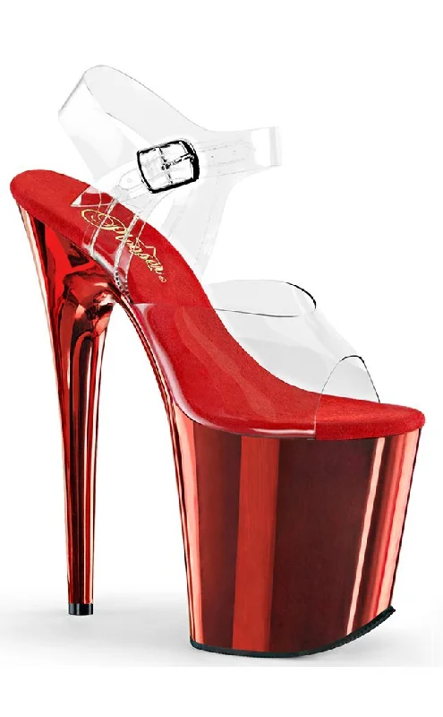 Stylish Platform Heels for Extra Height--FLAMINGO-808 Clear & Red Platform Heels [In Stock]