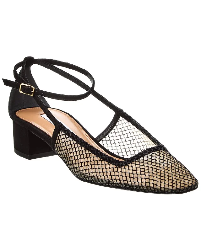 Affordable Suede Ankle Pumps for All-Day Wear--Aquazzura Forbidden Love 35 Suede & Mesh Pump