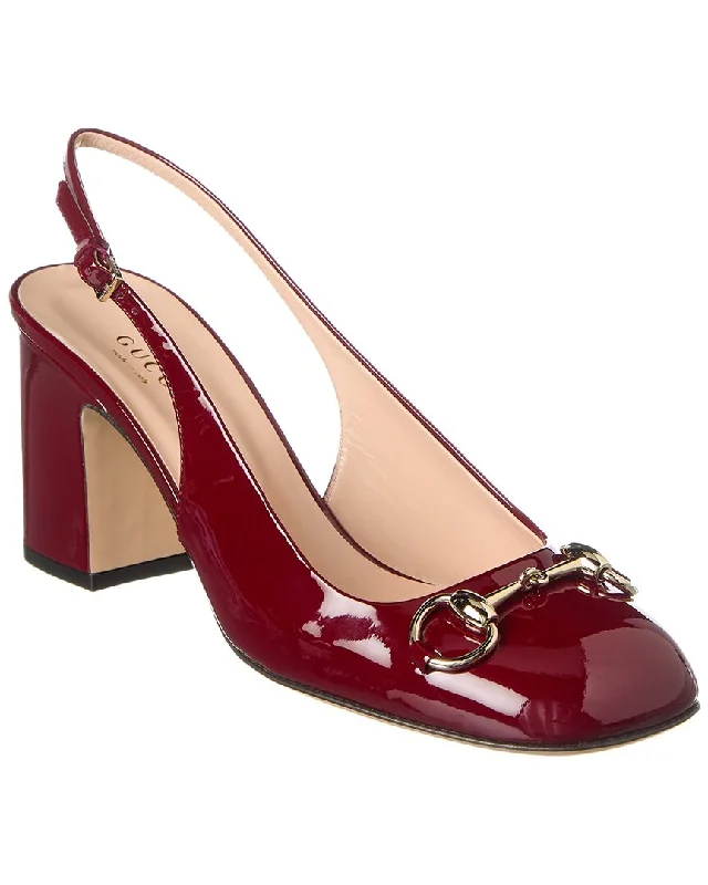 Sleek and Shiny Patent Pump Heels for a Polished Look--Gucci Horsebit Patent Slingback Pump