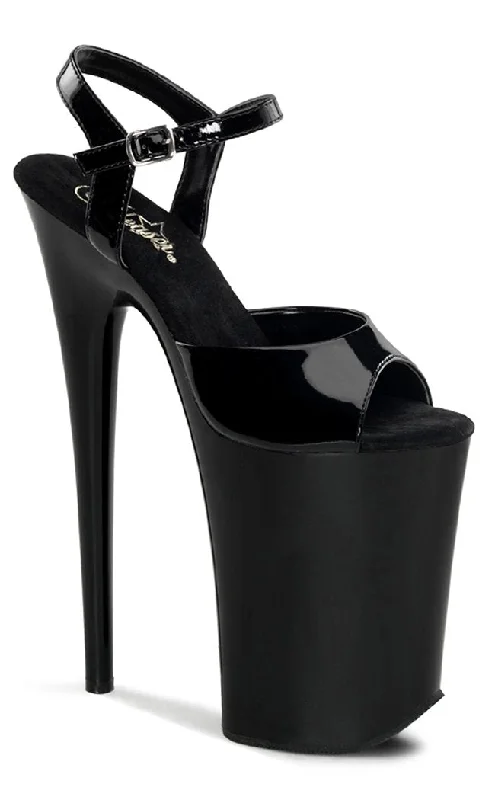 Sleek and Shiny Patent Pump Heels for a Polished Look--INFINITY-909 Black Patent Platform Heels