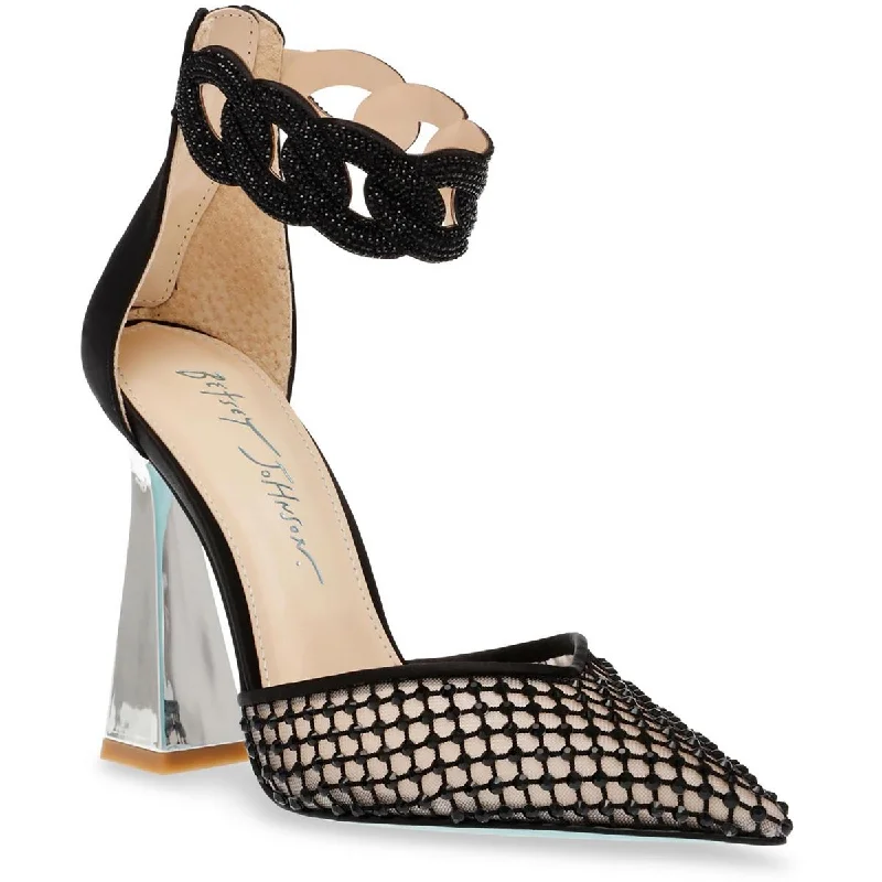 Stylish Ankle Strap Heels for Women--Betsey Johnson Womens Jad Embellished Dressy Ankle Strap