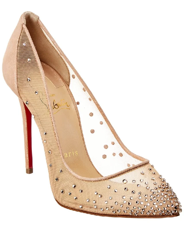 Versatile Heeled Sandals for Any Occasion---Christian Louboutin Follies Strass 100 Mesh Pump