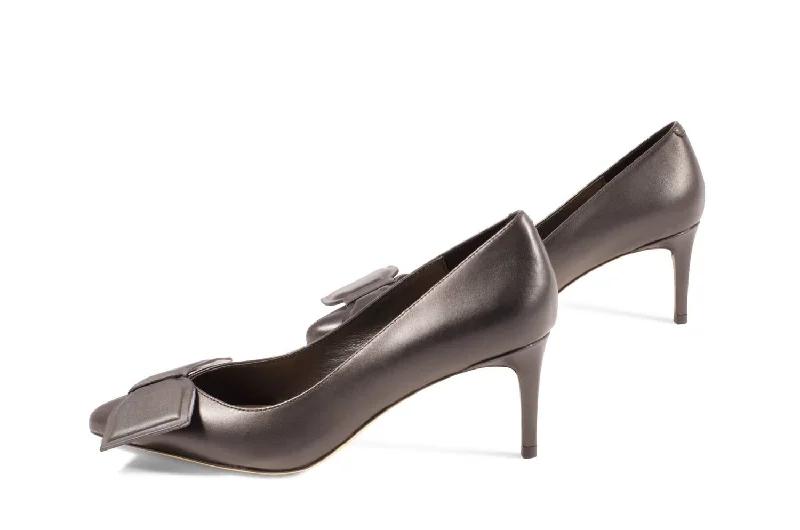 Elis Heeled Pump In Black Leather---Comfortable Leather Pumps for Office and Everyday Wear