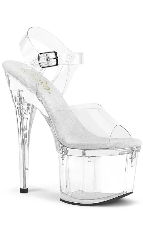 Stylish Platform Heels for Extra Height--ESTEEM-708 Clear Platform Heels