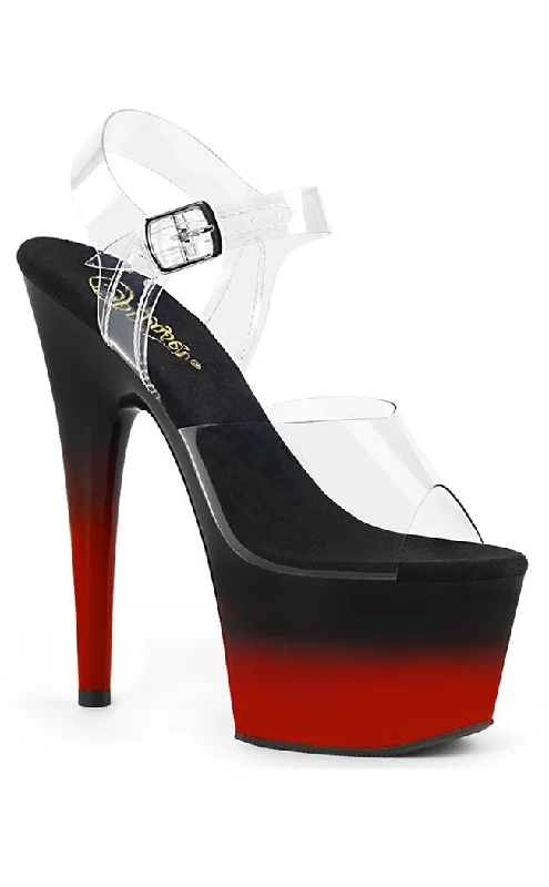 Stiletto Heel Pumps with Perfect Fit--ADORE-708BR-H Clear & Red Black Ombre Heels-Fashionable & Classic