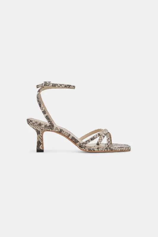 Dolce Vita Manji Kitten Heels in Black White Embossed Snake---Fashionable Kitten Heels for Date Night