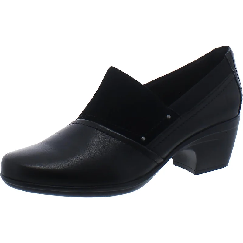 Clarks Womens Emily Step Leather Slip-On Kitten Heels---Fashionable Kitten Heels for Date Night