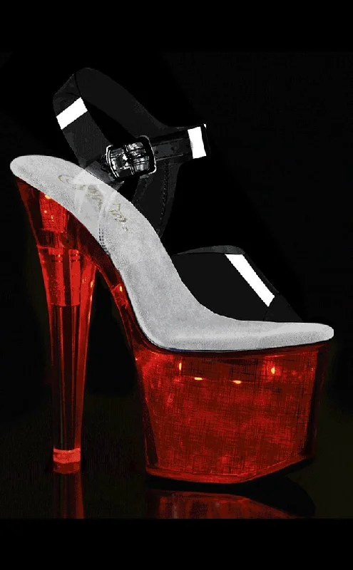 Stylish Platform Heels for Extra Height--FLASHDANCE-708CH Clear Light-up Platform Heels