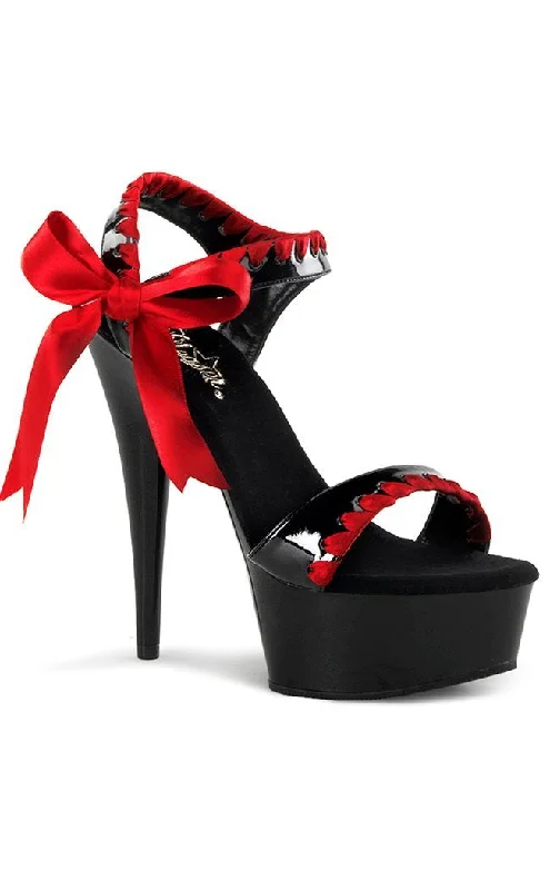 Sleek and Shiny Patent Pump Heels for a Polished Look--DELIGHT-615 Black Patent & Red Platform Heels