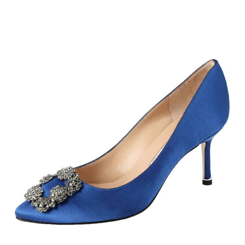 Versatile Heeled Sandals for Any Occasion---Manolo Blahnik Hangisi 070 Pump Blue