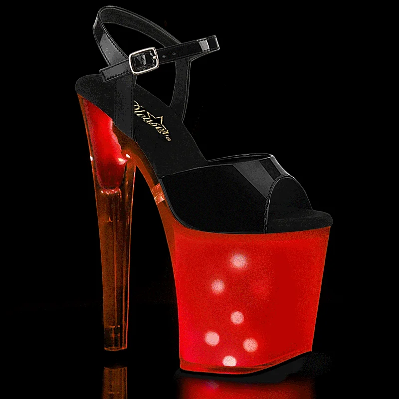 Sleek and Shiny Patent Pump Heels for a Polished Look--DISCOLITE-809 Black Patent Light Up Platform Heels