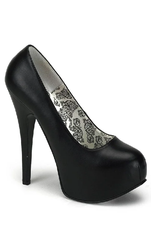 Stiletto Heel Pumps with Perfect Fit--TEEZE-06 Blk Pu Heels-Fashionable & Classic