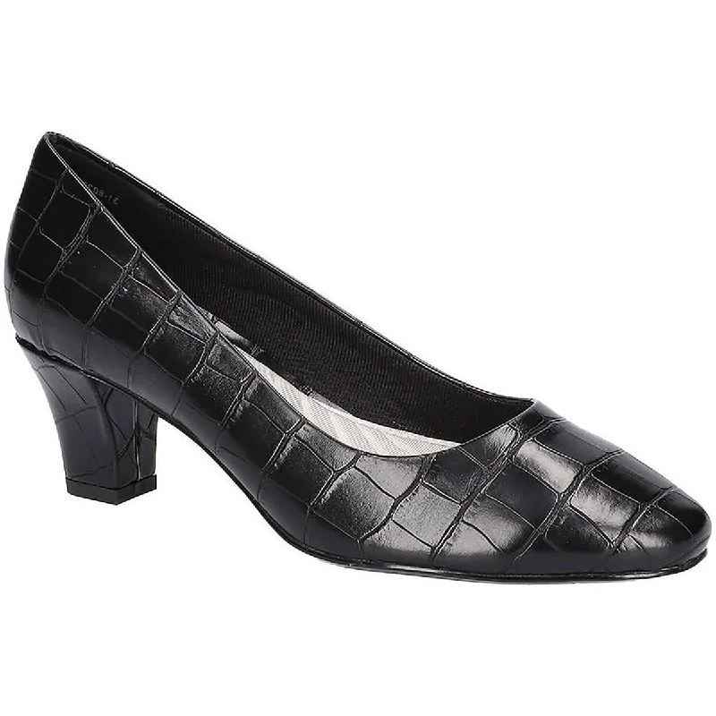 Easy Street Womens Ballari Faux Leather Crocodile Print Pumps---Comfortable Leather Pumps for Office and Everyday Wear