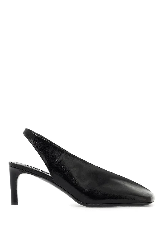 Fashionable Leather Slingback Pumps for Casual Wear--Jil Sander Shiny Leather Slingback Pumps