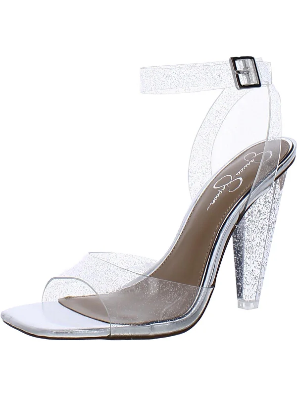 Franie Womens Glitter Ankle Strap Block Heels---Trendy Glitter Heels for a Glamorous Look