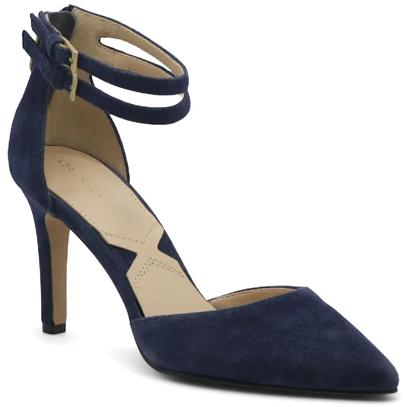 Stylish Ankle Strap Heels for Women--Nevi Womens Suede Ankle Strap Pumps