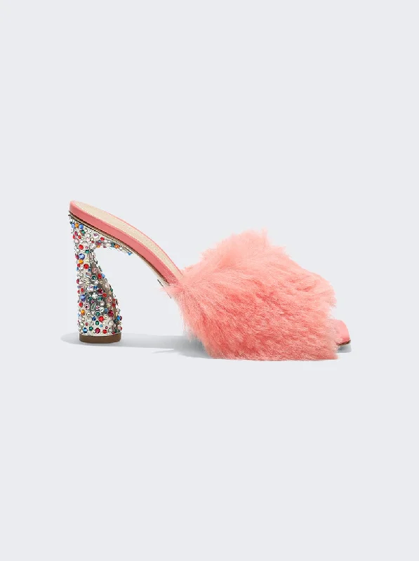 Versatile Heeled Sandals for Any Occasion---Arc Fluffy Jeweled Mules