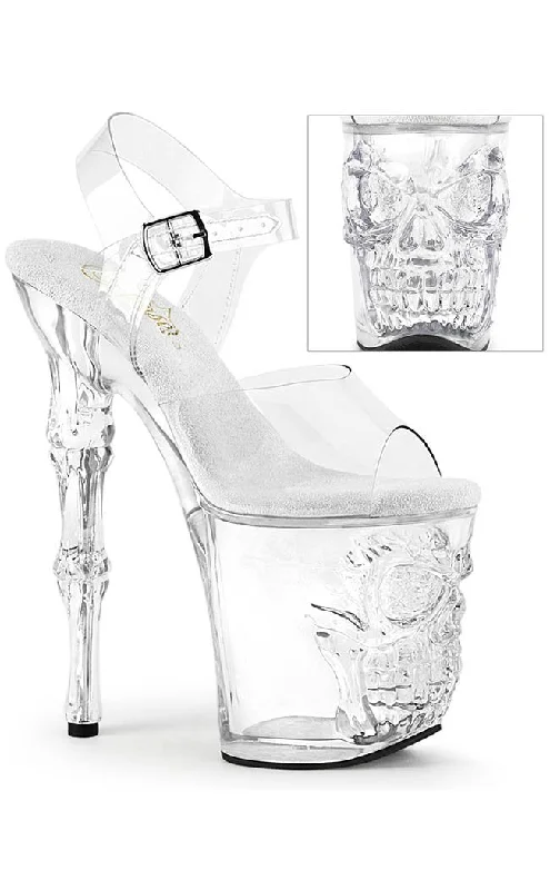 Stylish Platform Heels for Extra Height--RAPTURE-808 Clear Skull Platform Heels