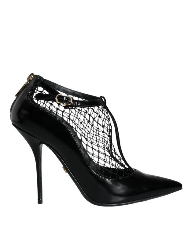 Sleek and Shiny Patent Pump Heels for a Polished Look--Dolce & Gabbana  Mesh Patent Leather Heels Pumps Women's Shoes