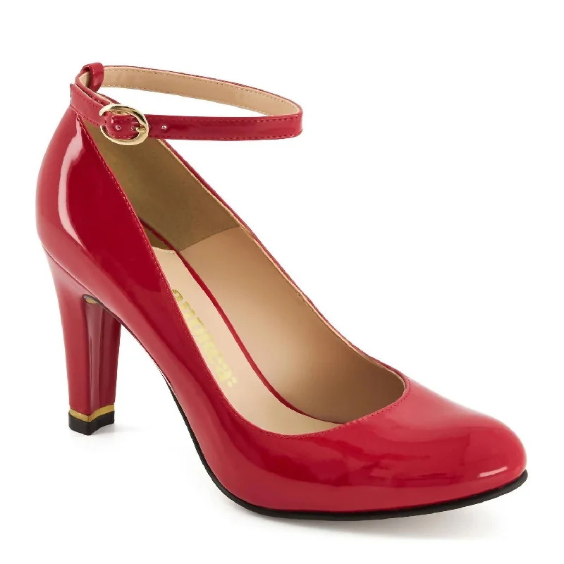 Versatile Heeled Sandals for Any Occasion---Women's High Heels Ankle Buckle Strap Shoes In Red