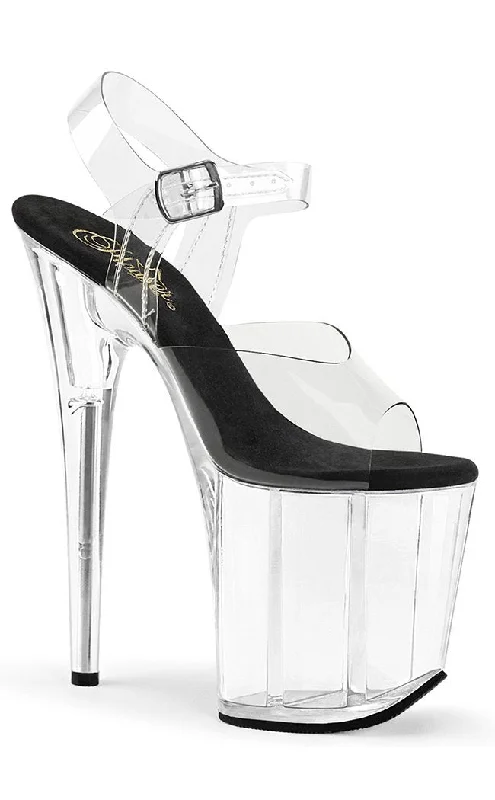 Stylish Platform Heels for Extra Height--FLAMINGO-808 Clear & Black Platform Heels