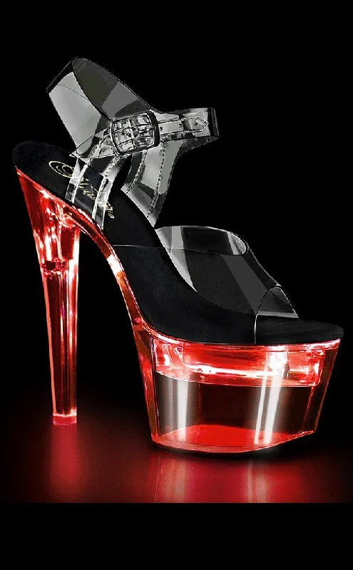 Sleek and Shiny Patent Pump Heels for a Polished Look--FLASHDANCE-708 Black Patent Light-up Platform Heels