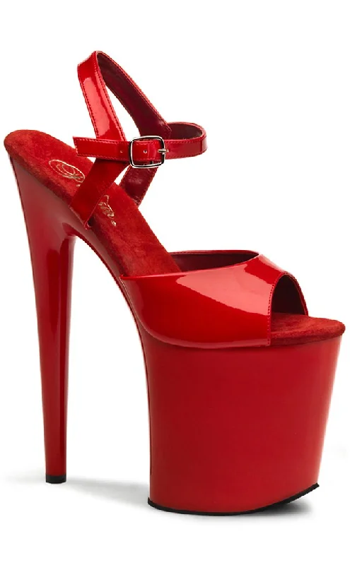 Sleek and Shiny Patent Pump Heels for a Polished Look--FLAMINGO-809 Red Patent Platform Heels