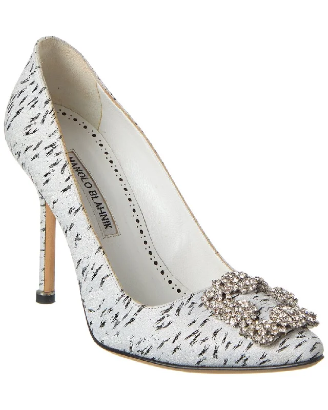 Versatile Heeled Sandals for Any Occasion---Manolo Blahnik Hangisi 105 Jacquard Pump