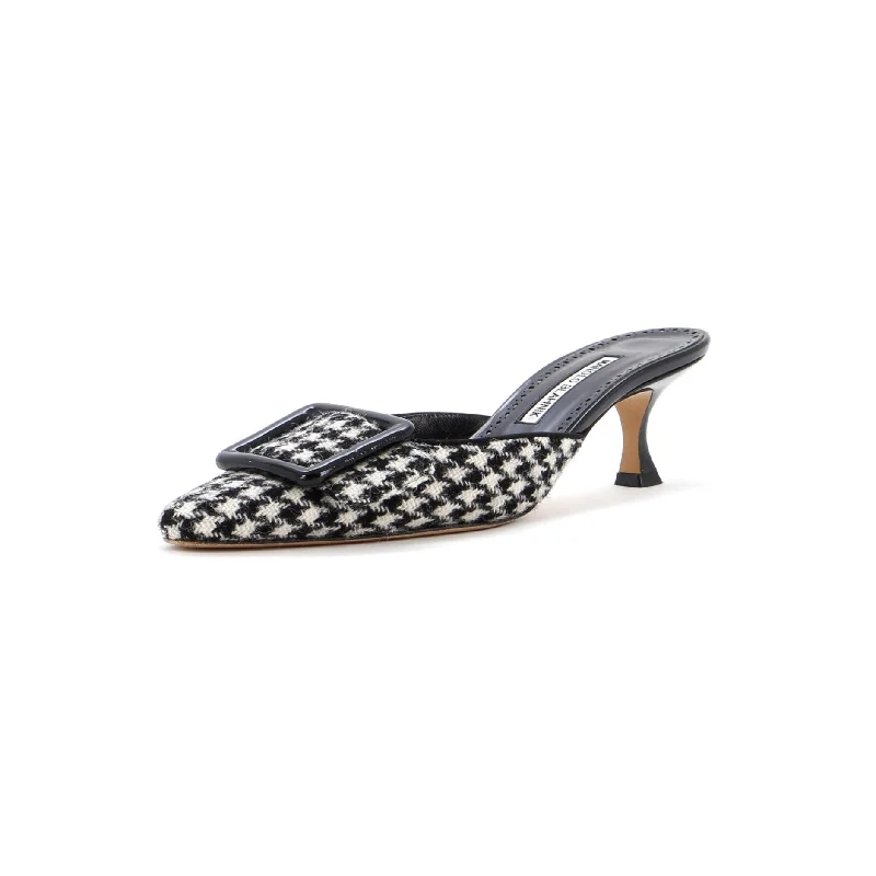 Versatile Heeled Sandals for Any Occasion---Women's Maysalebi Heeled Mules Printed Cotton 70