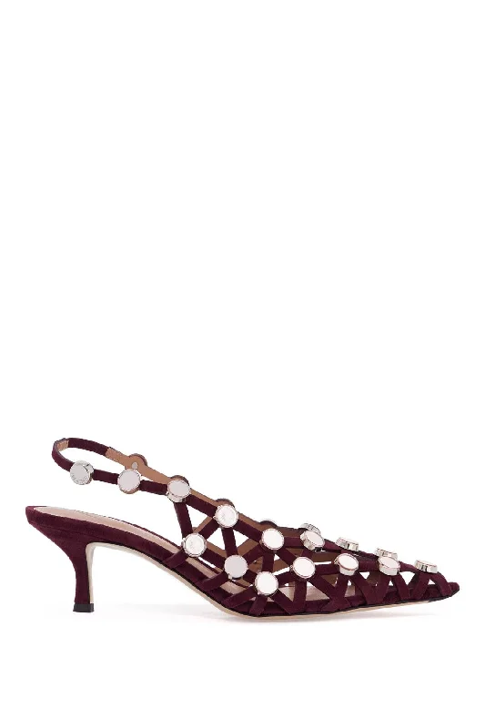 Versatile Heeled Sandals for Any Occasion---Grid Slingback Décol  - Purple