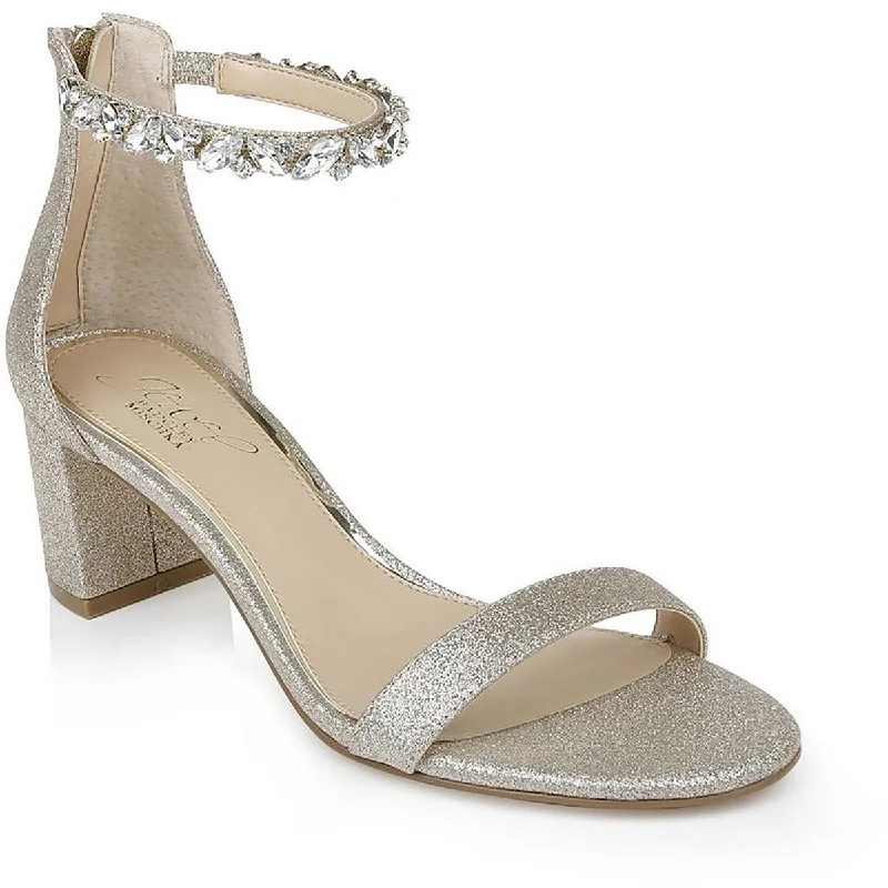 Jewel Badgley Mischka Womens Lydia Open Toe Glitter Pumps---Trendy Glitter Heels for a Glamorous Look