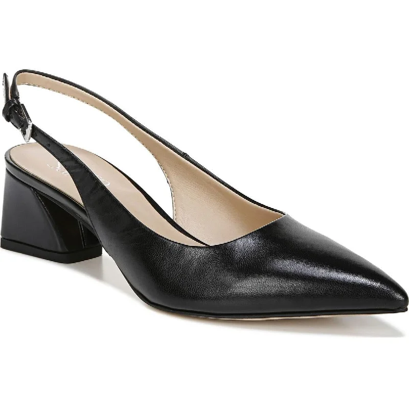 Stiletto Heel Pumps with Perfect Fit--Franco Sarto Womens Racer Buckle Pointed Toe Slingback Heels-Fashionable & Classic