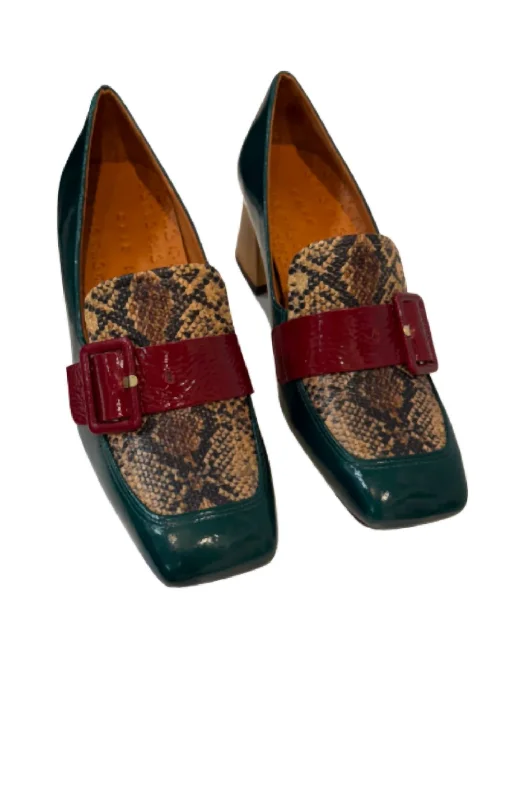 Women Vynte Leather Shoes In Forest---Comfortable Leather Pumps for Office and Everyday Wear