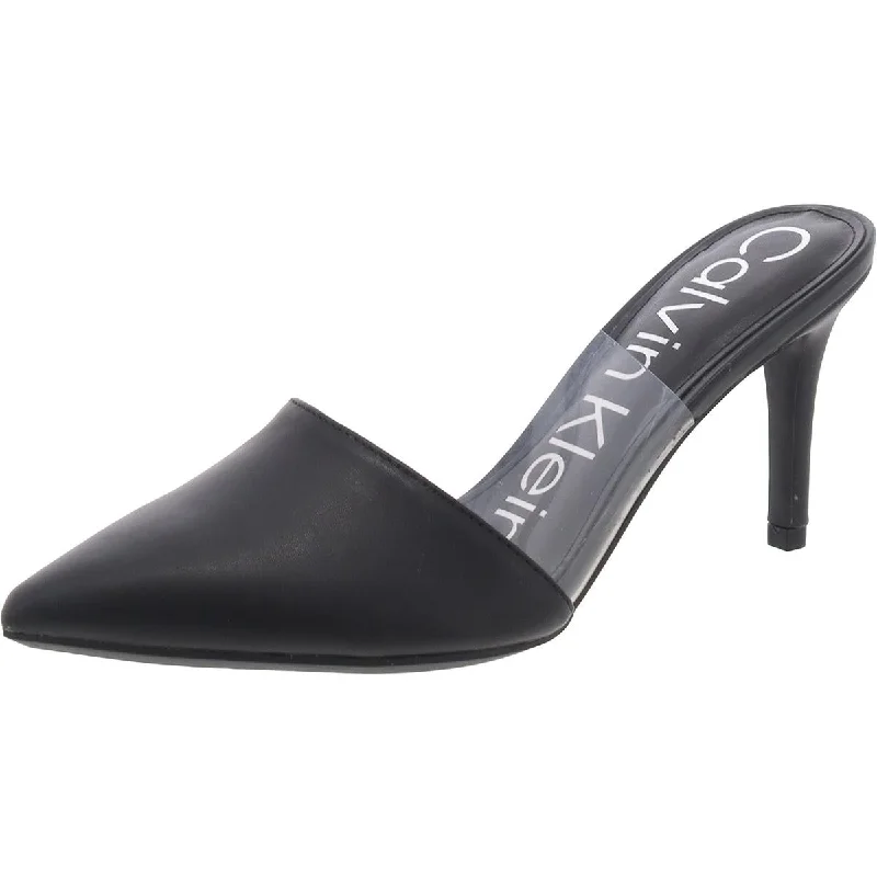 Versatile Dress Heels for Formal and Casual Wear---Calvin Klein Womens Graycie Faux Leather Dressy Mules