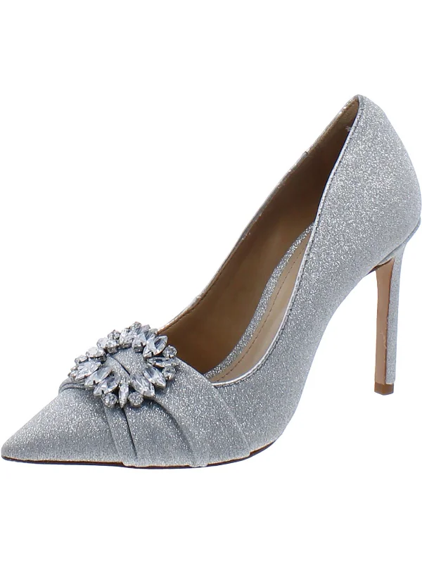 Affordable Rhinestone Pumps for a Dazzling Look---Womens Faux Leather Rhinestone Pumps