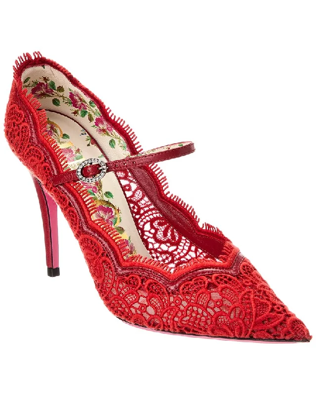 Gucci Lace & Leather Pump---Comfortable Leather Pumps for Office and Everyday Wear