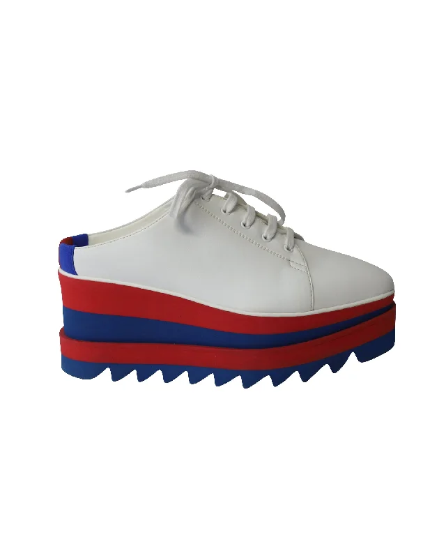 Stella Mccartney Elyse Platform Brogues in White Vegan Leather---Comfortable Leather Pumps for Office and Everyday Wear