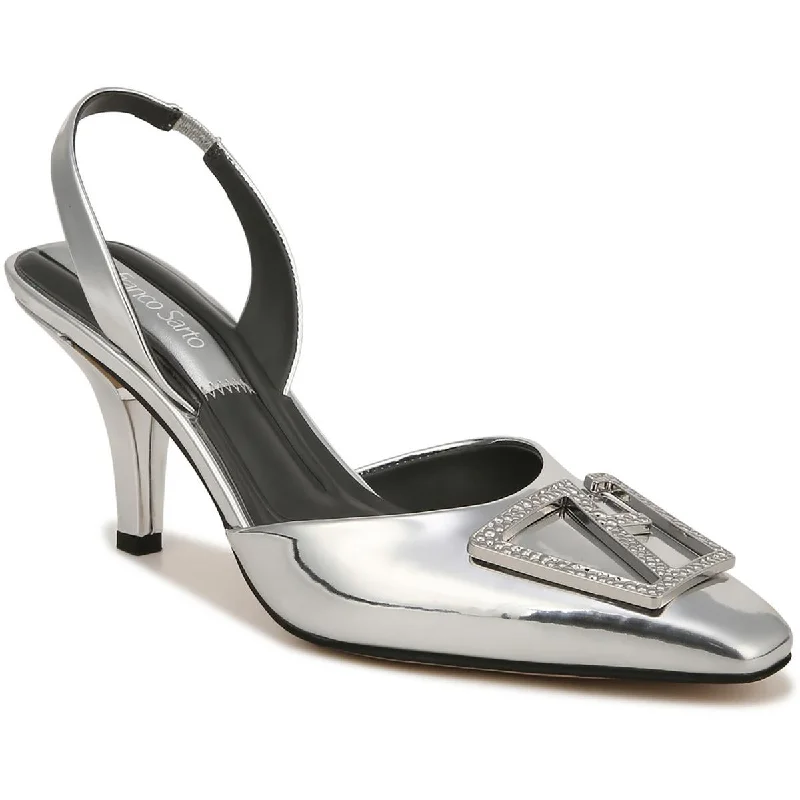 Franco Sarto Womens Leigha Metallic Embellished Slingback Heels---Chic Embellished Pumps for a Glamorous Look