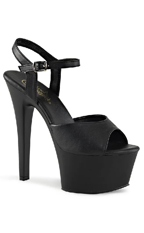 ASPIRE-609 Black Vegan Leather Heels---Comfortable Leather Pumps for Office and Everyday Wear