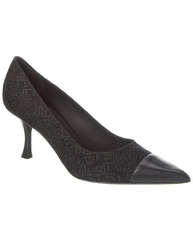 Ferragamo Marty Jacquard & Leather Pump---Comfortable Leather Pumps for Office and Everyday Wear