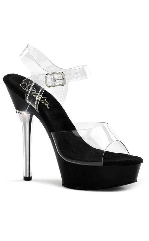 Stylish Platform Heels for Extra Height--ALLURE-608 Clear & Black Platform Heels